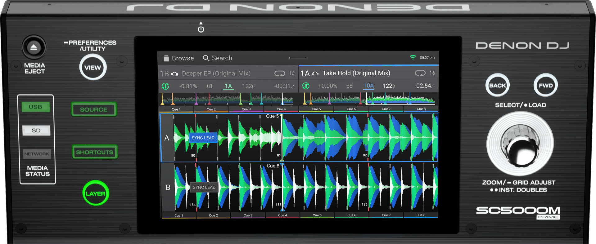 Denon DJ SC5000M DJ Media Player 7" Display