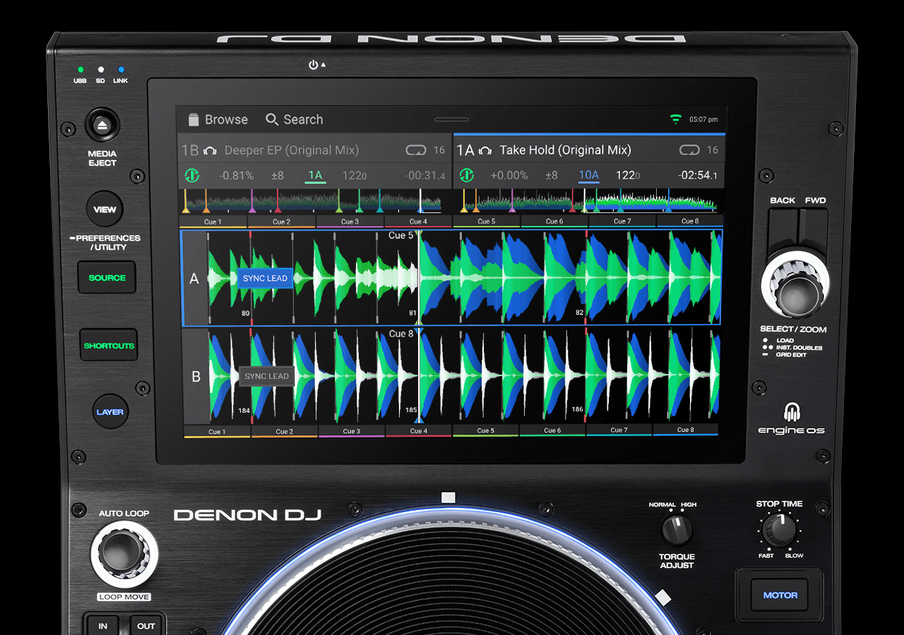 Denon DJ SC6000M DJ Media Player display
